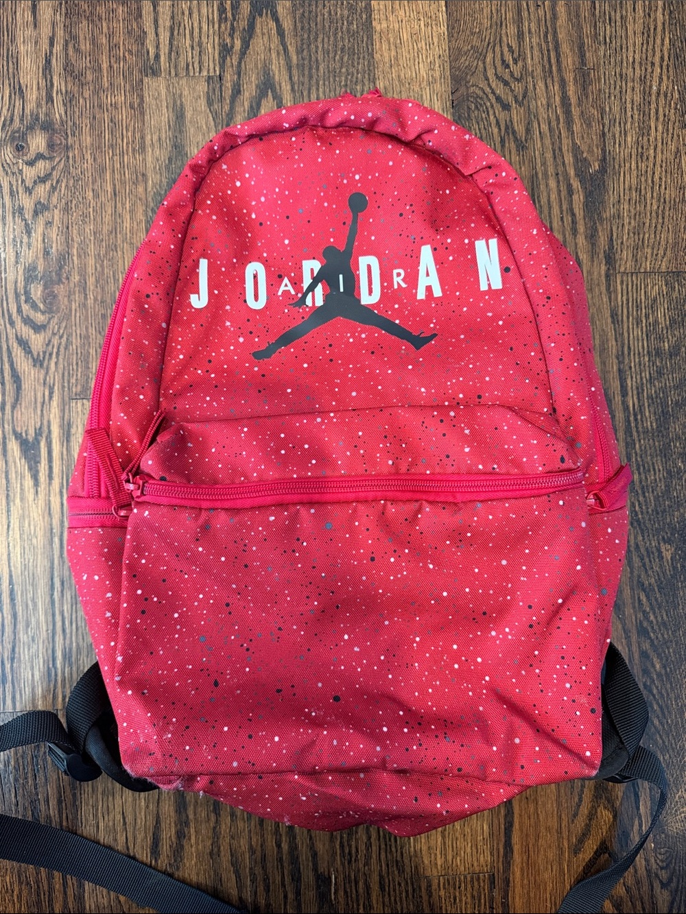 Jordan Red Speckled Kids Backpack with Black Jumpman